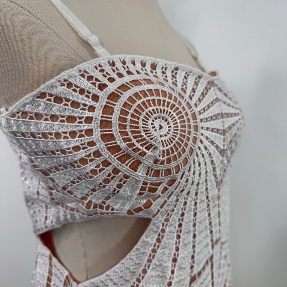 Jonathan Simkhai Jamie Dress White Fossil Guipure Lace Wedding Party LWD Size 12 - Picture 6 of 16